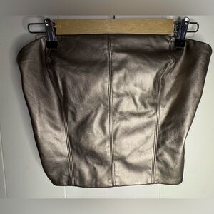 Metallic Bronze Leather Pencil Skirt - Women's